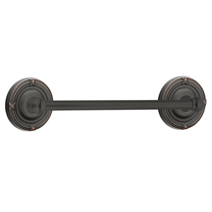 12" Single Towel Bar with Ribbon & Reed Rose in Oil Rubbed Bronze