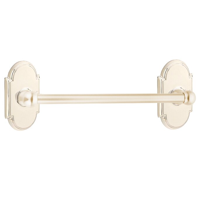 12" Single Towel Bar with #8 Rose in Lifetime Polished Nickel