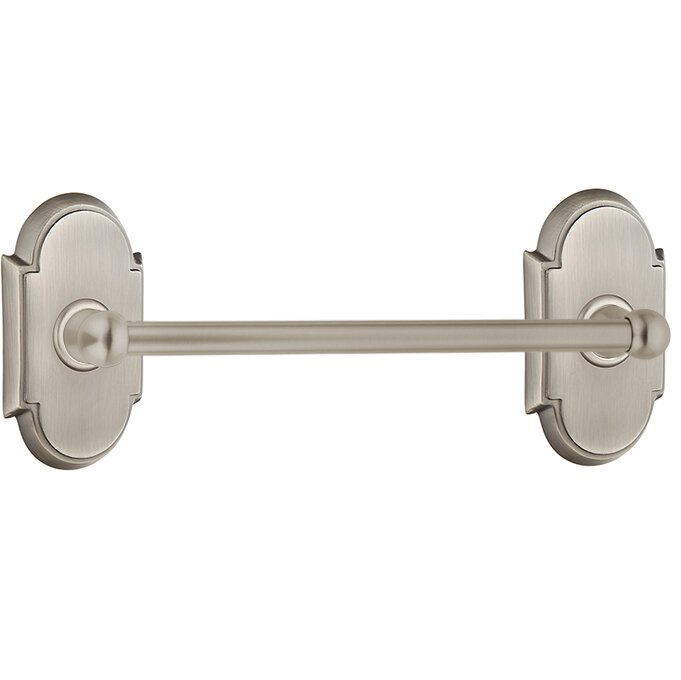 12" Centers Brass Towel Bar with #8 Rosette in Pewter