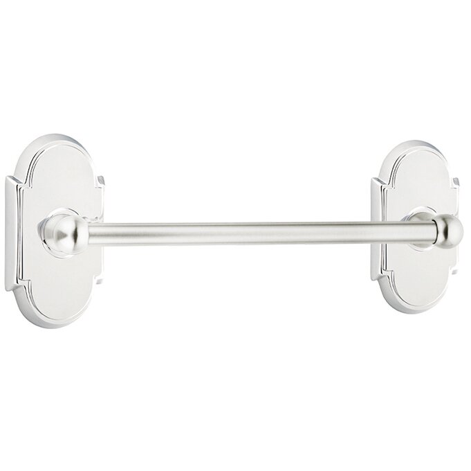 12" Centers Brass Towel Bar with #8 Rosette in Polished Chrome