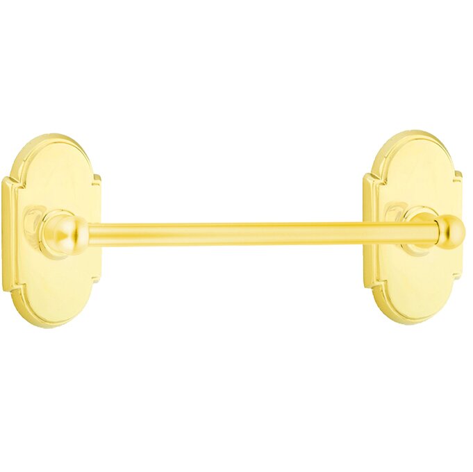 12" Single Towel Bar with #8 Rose in Lifetime Brass