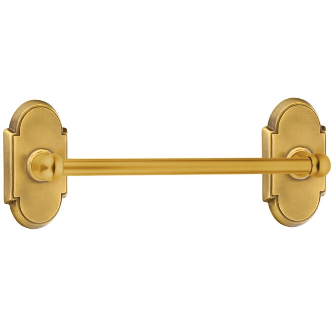 12" Centers Brass Towel Bar with #8 Rosette in French Antique Brass