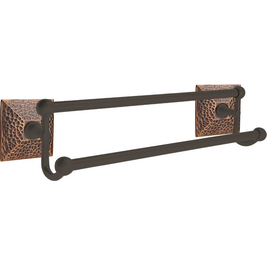 18" Double Towel Bar with Hammered Rose in Oil Rubbed Bronze