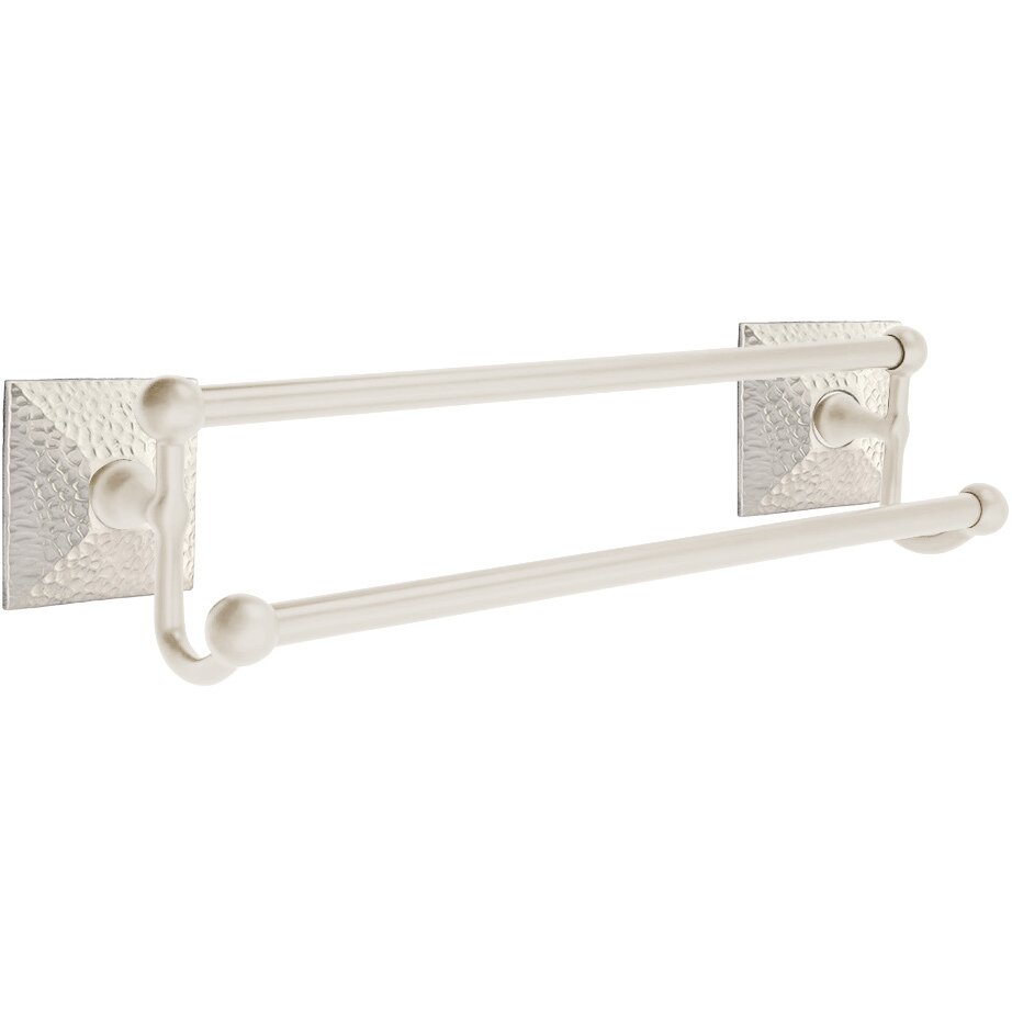 18" Double Towel Bar with Hammered Rose in Satin Nickel
