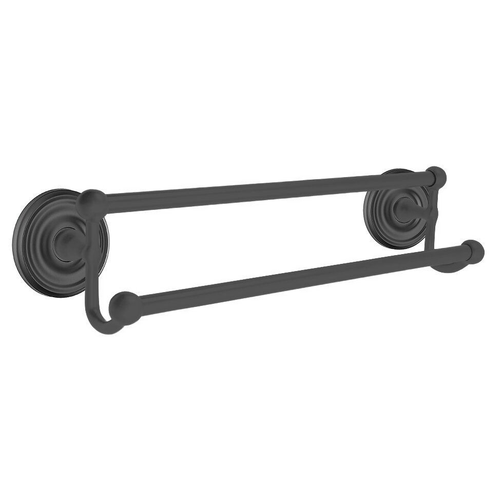18" Double Towel Bar with Regular Rose in Flat Black