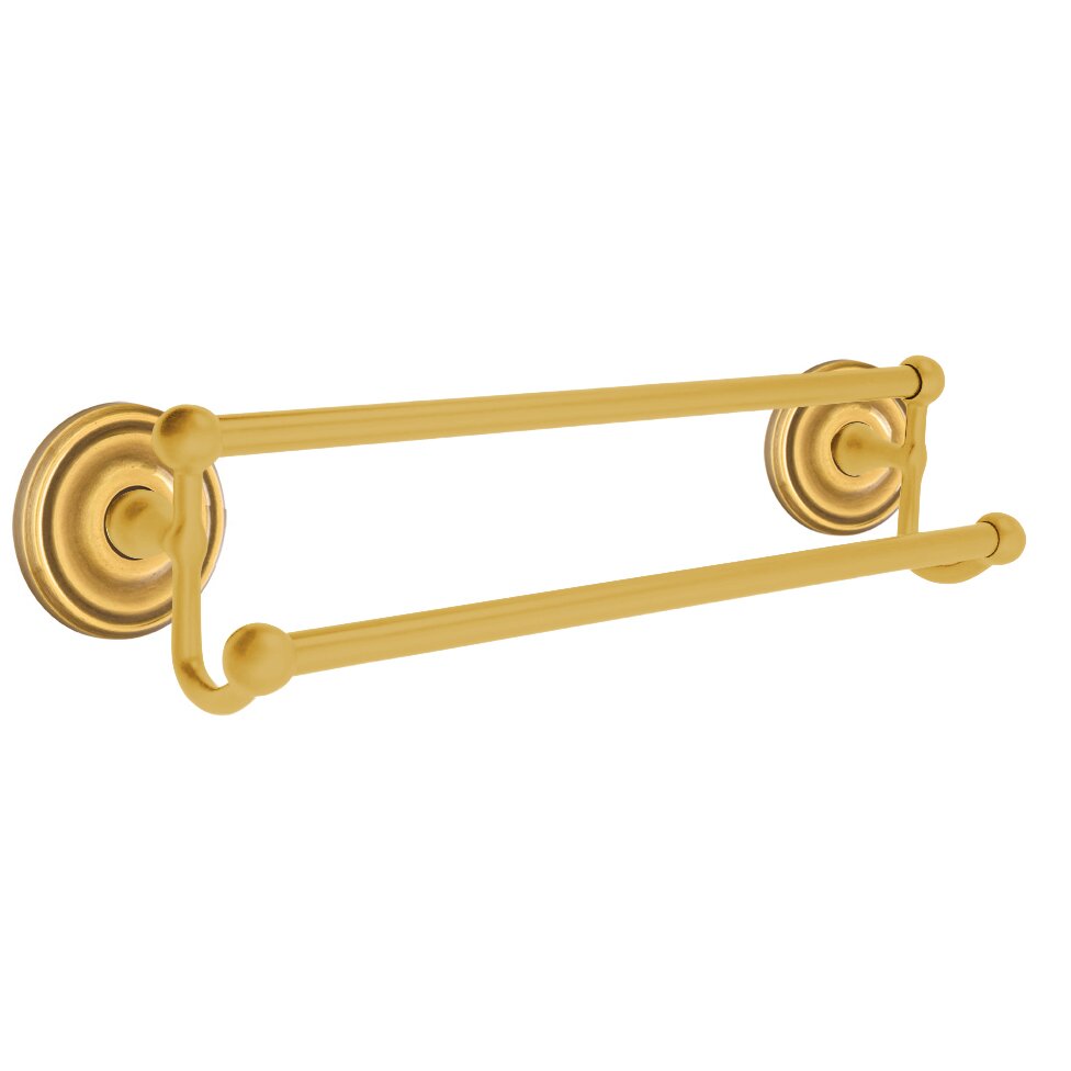 18" Double Towel Bar with Regular Rose in French Antique Brass