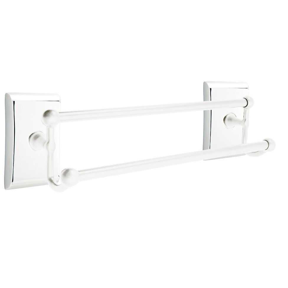 18" Double Towel Bar with Neos Rose in Polished Chrome