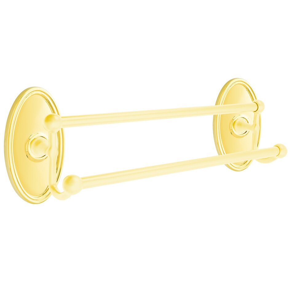 Oval 18" Double Towel Bar in Unlacquered Brass