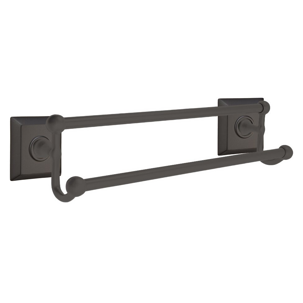 18" Double Towel Bar with Quincy Rose in Flat Black