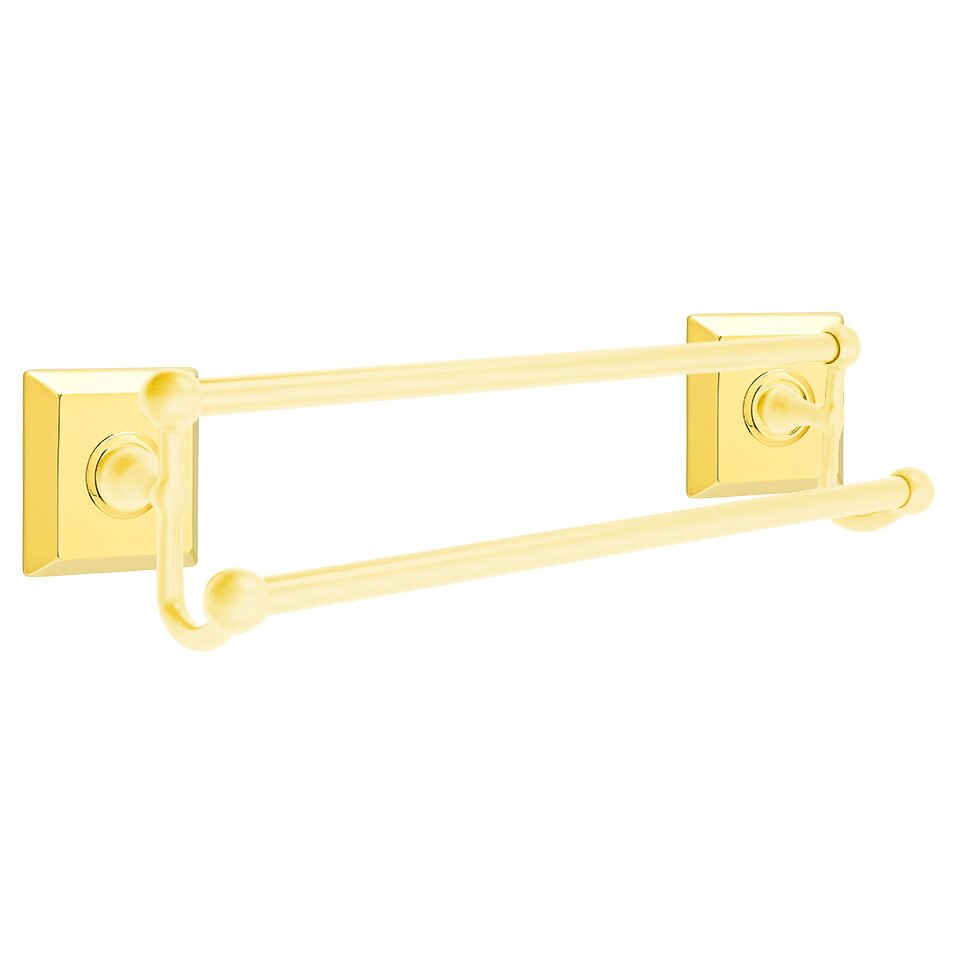 18" Double Towel Bar with Quincy Rose in Lifetime Brass