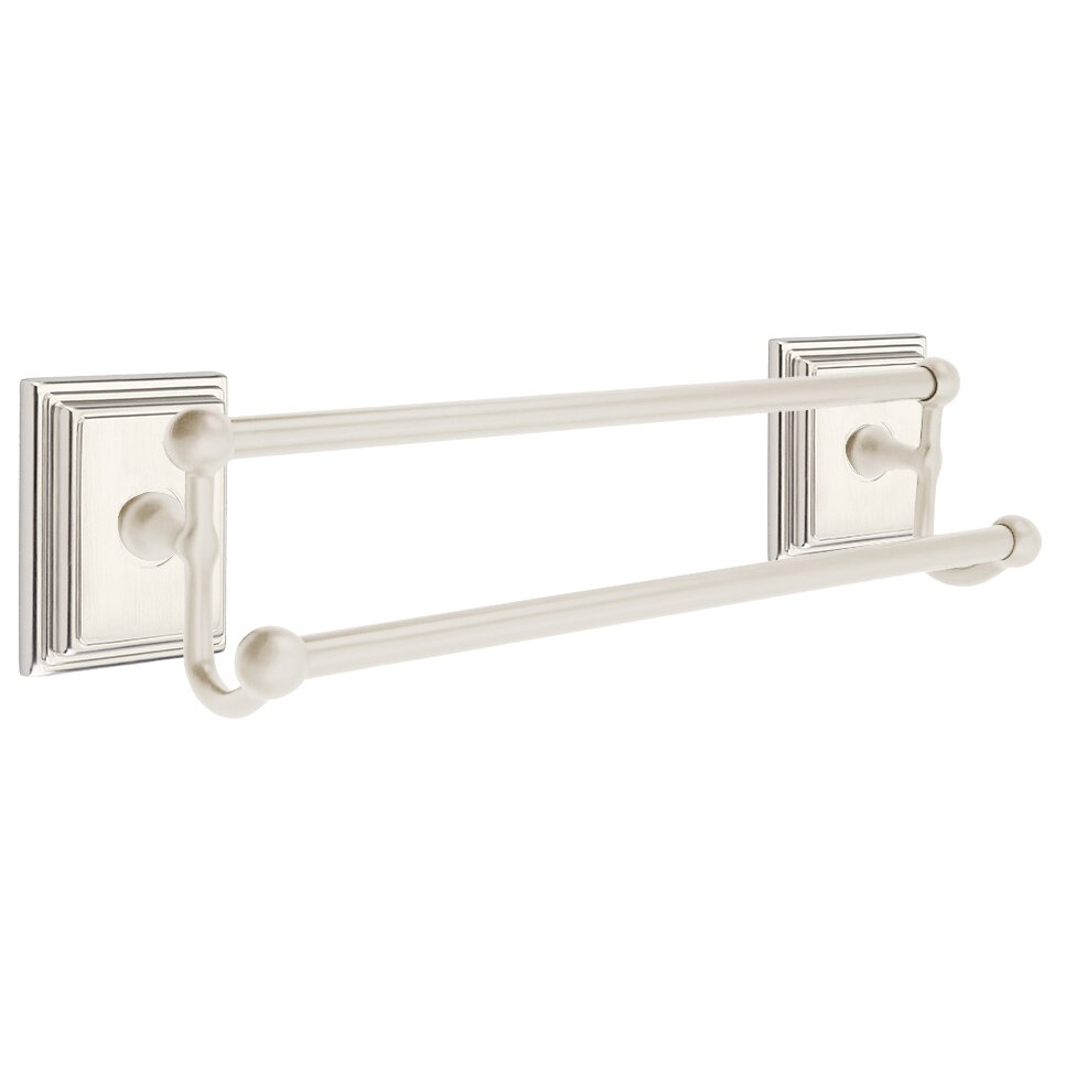 18" Double Towel Bar with Wilshire Rose in Satin Nickel