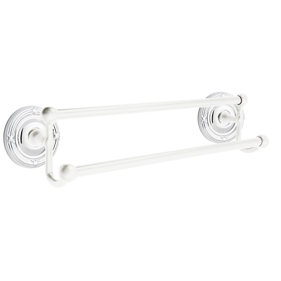 18" Double Towel Bar with Ribbon & Reed Rose in Polished Chrome