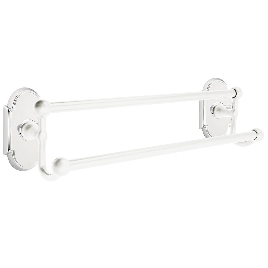 18" Double Towel Bar with #8 Rose in Polished Chrome