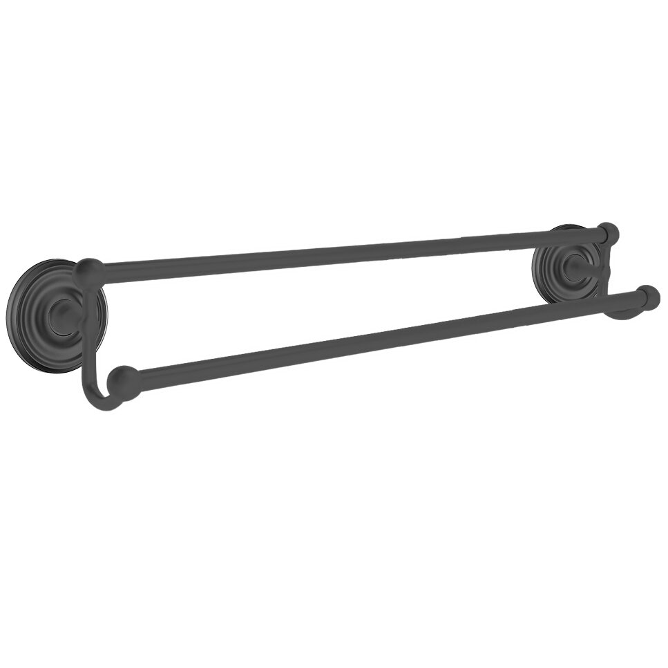 24" Double Towel Bar with Regular Rose in Flat Black
