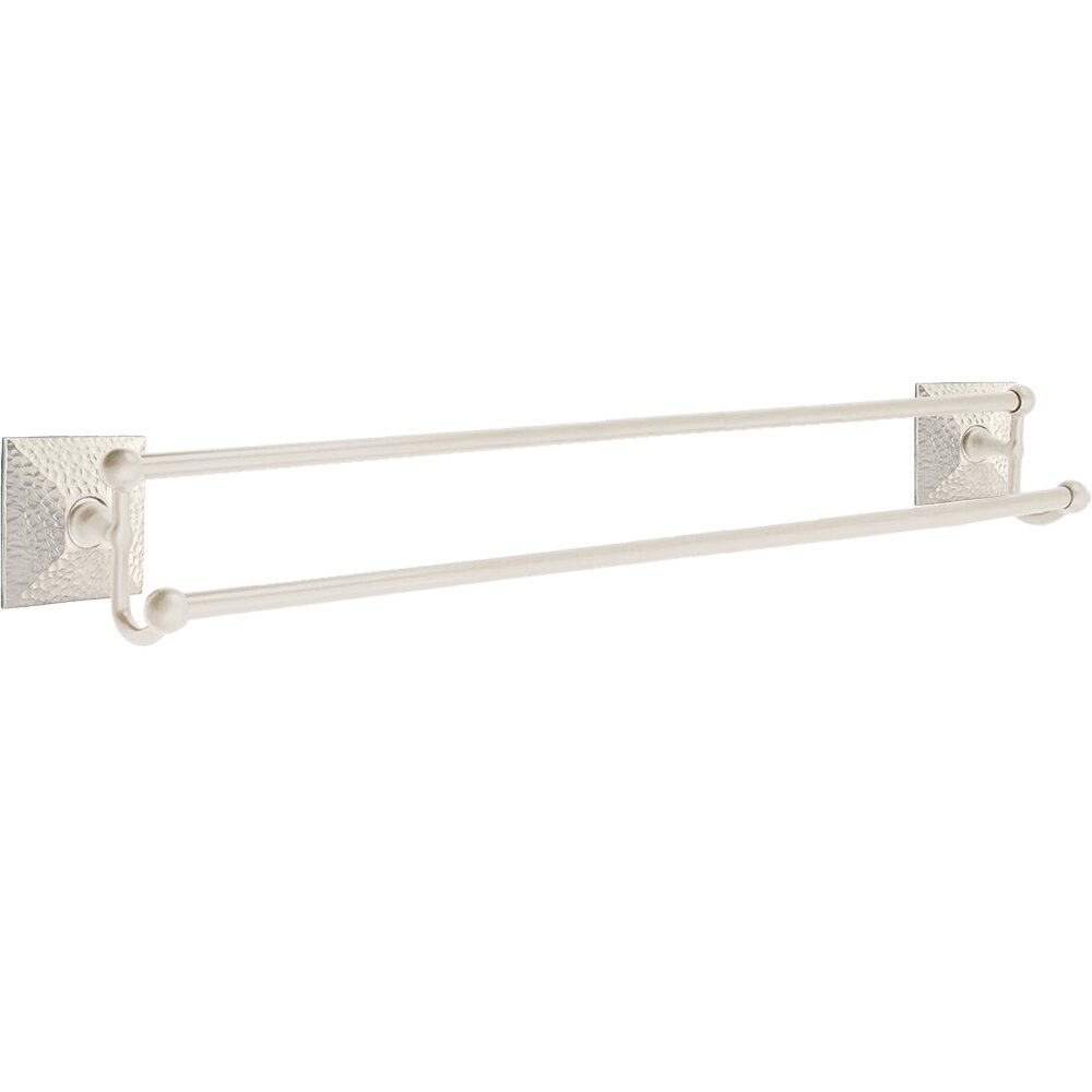30" Double Towel Bar with Hammered Rose in Satin Nickel