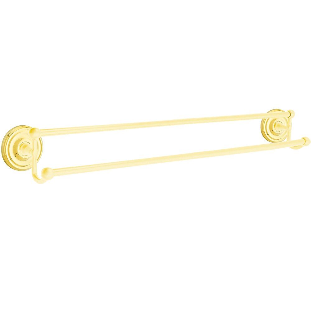 30" Double Towel Bar with Regular Rose in Lifetime Brass