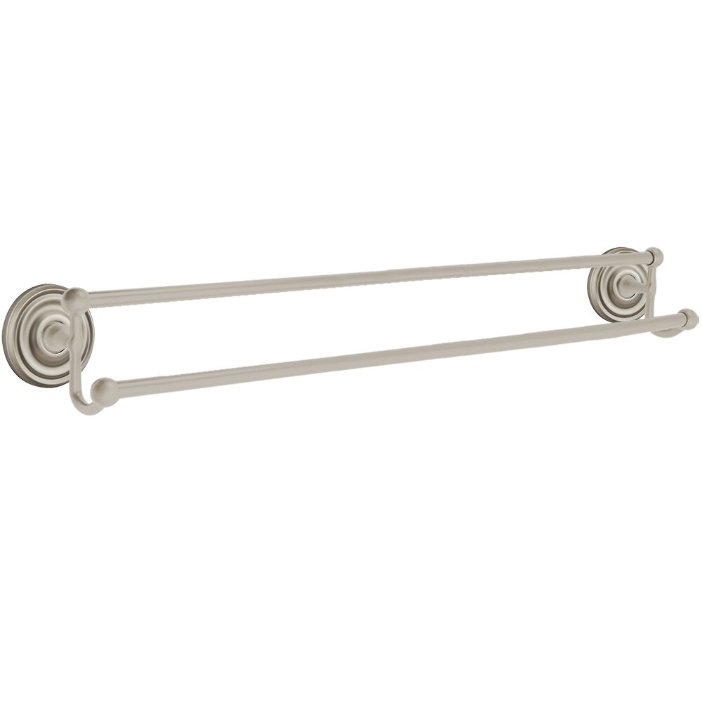 30" Double Towel Bar with Regular Rose in Pewter