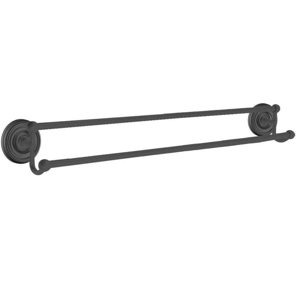 30" Double Towel Bar with Regular Rose in Flat Black