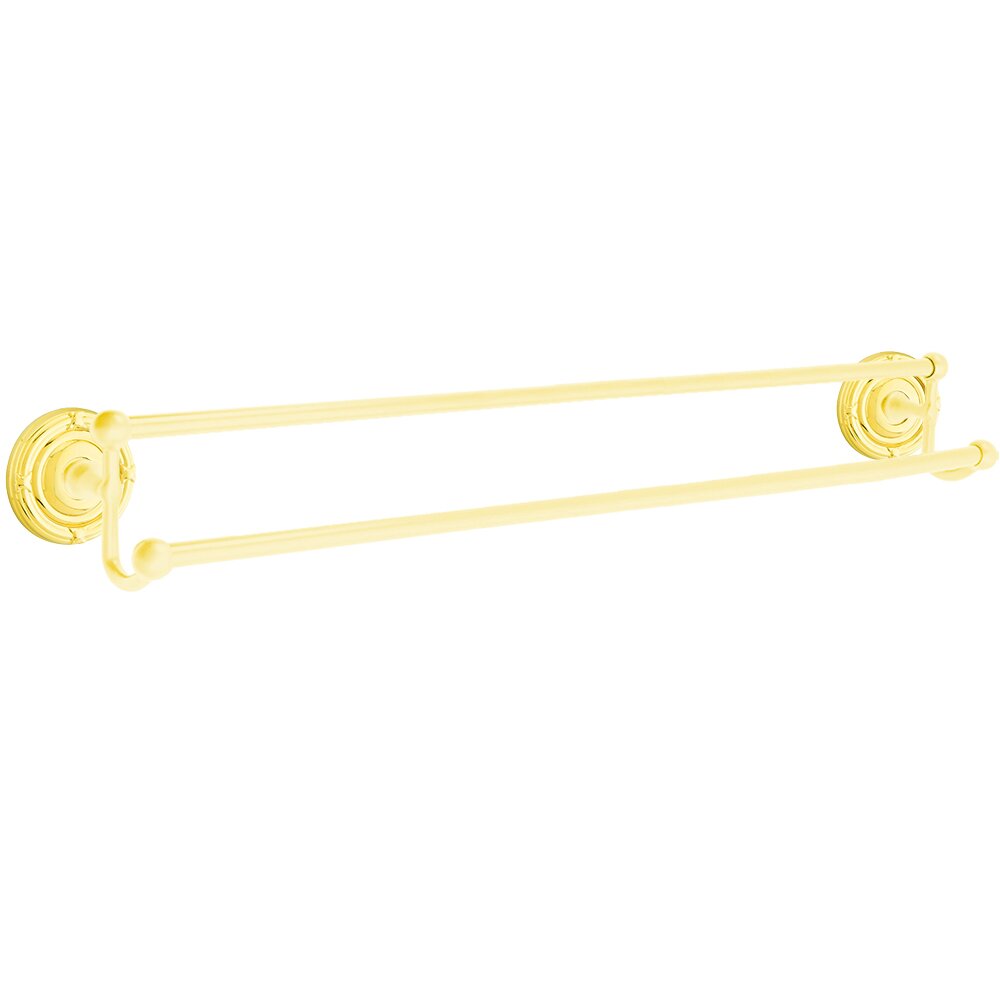 30" Double Towel Bar with Ribbon & Reed Rose in Lifetime Brass