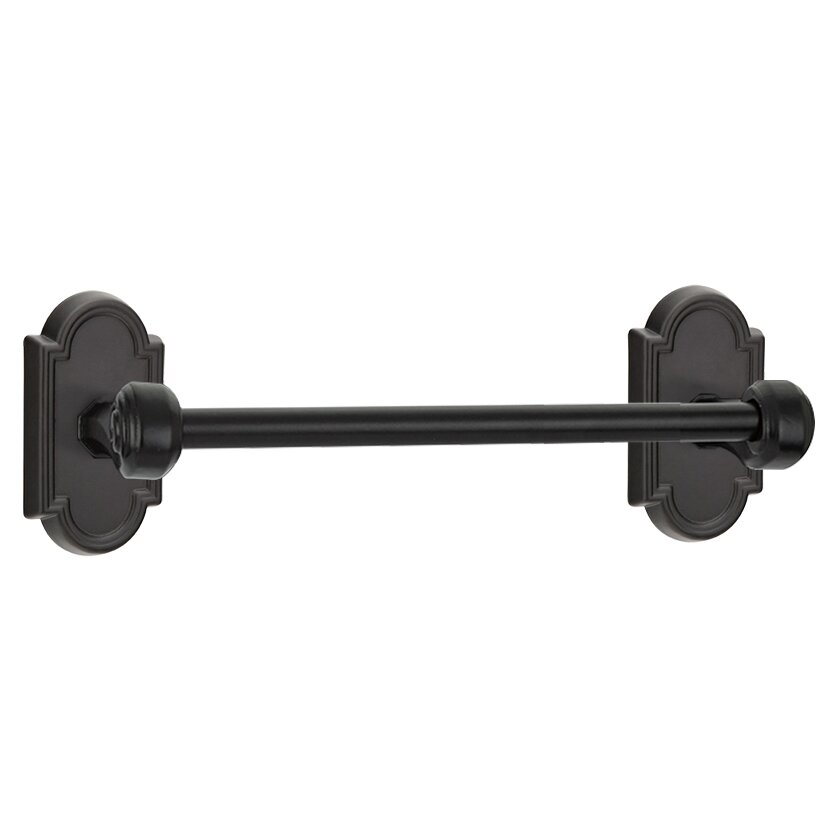 12" Centers Tuscany Bronze Single Towel Bar with #11 Rosette in Flat Black Bronze