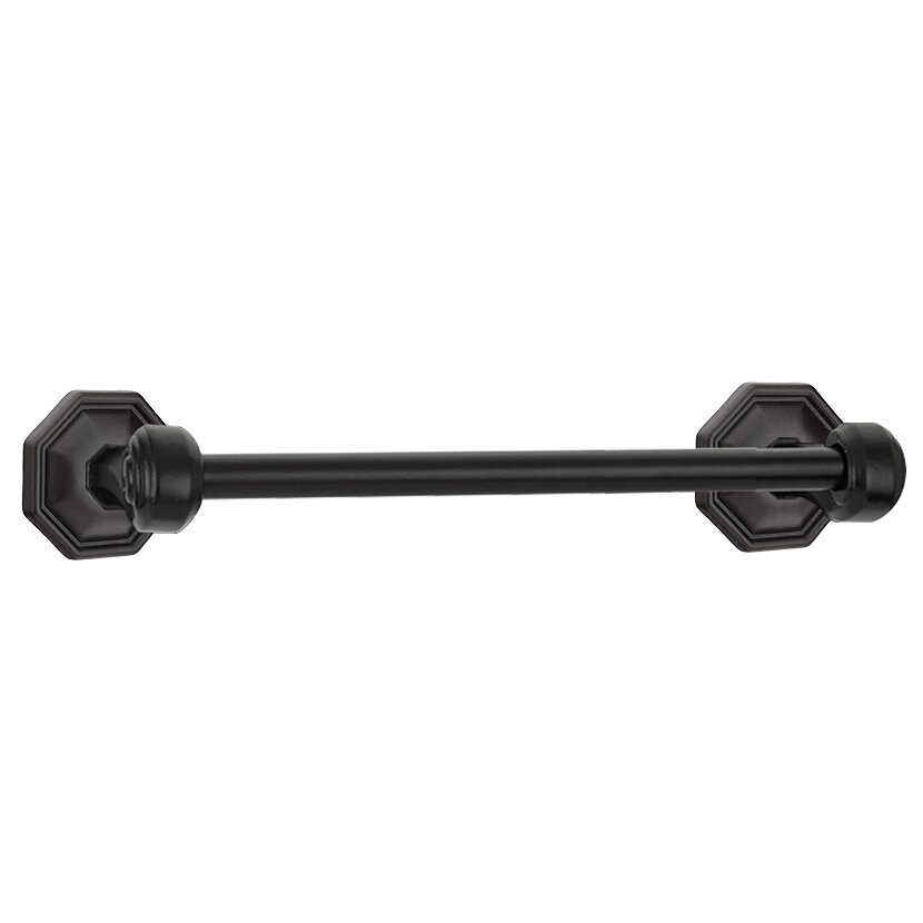 12" Tuscany Bronze Single Towel Bar with #15 Rosette in Flat Black Bronze