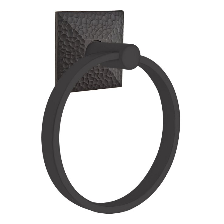Hammered Towel Ring in Flat Black