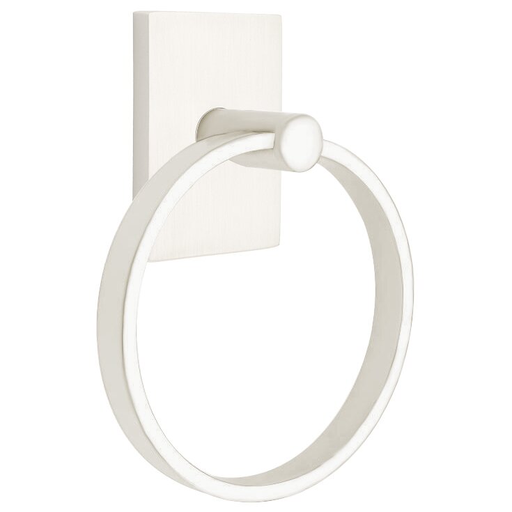 Modern Rectangular Towel Ring in Satin Nickel