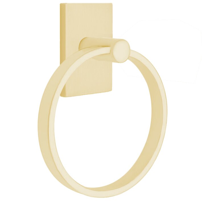 Modern Rectangular Towel Ring in Satin Brass