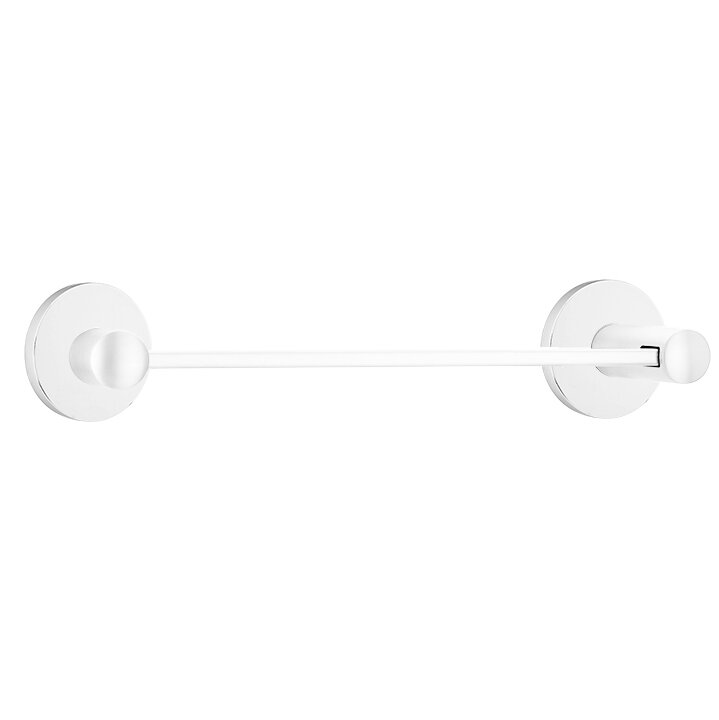 12" Centers Brass Modern Towel Bar with Small Disc Rosette in Polished Chrome