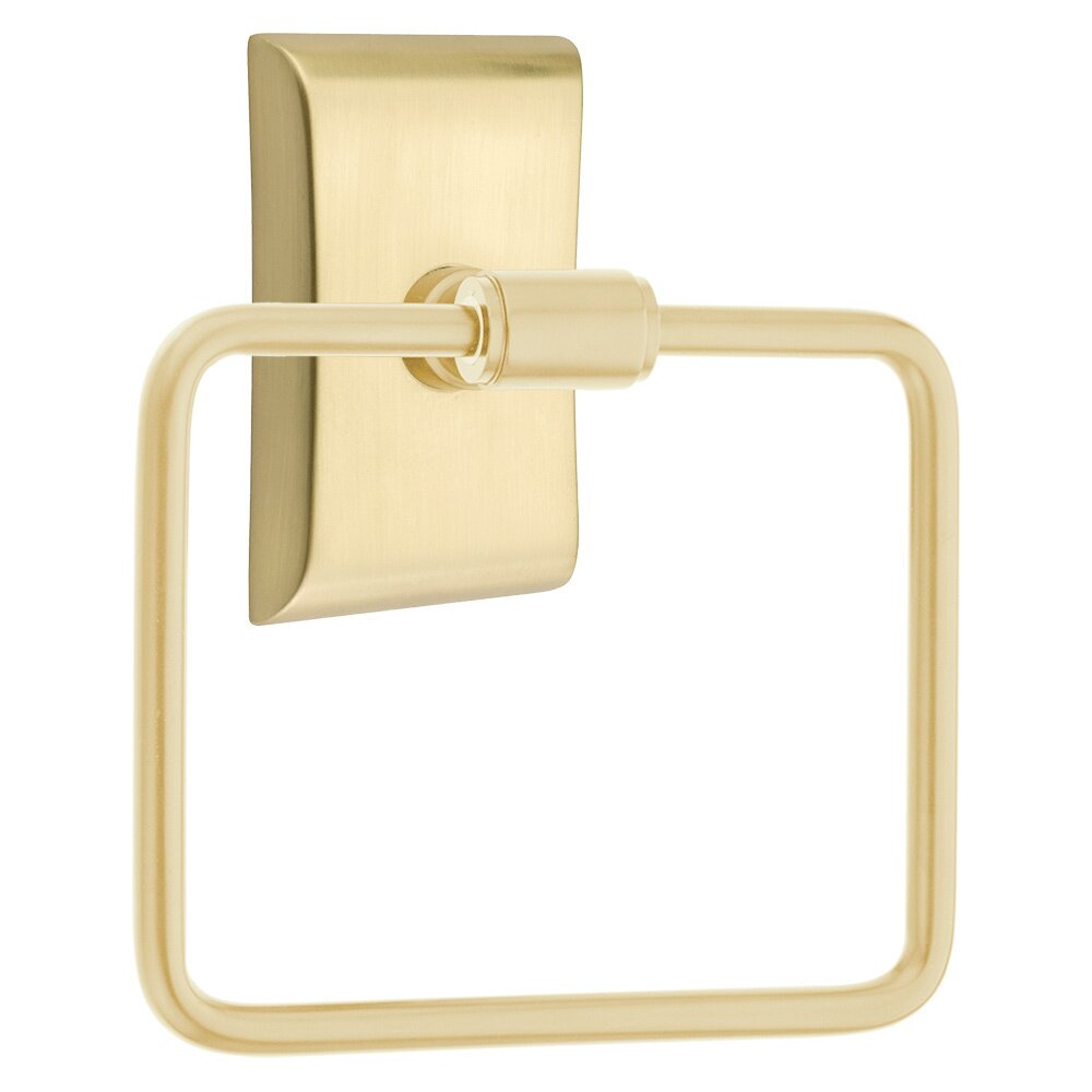 Transitional Brass Towel Ring with Neos Rosette in Satin Brass