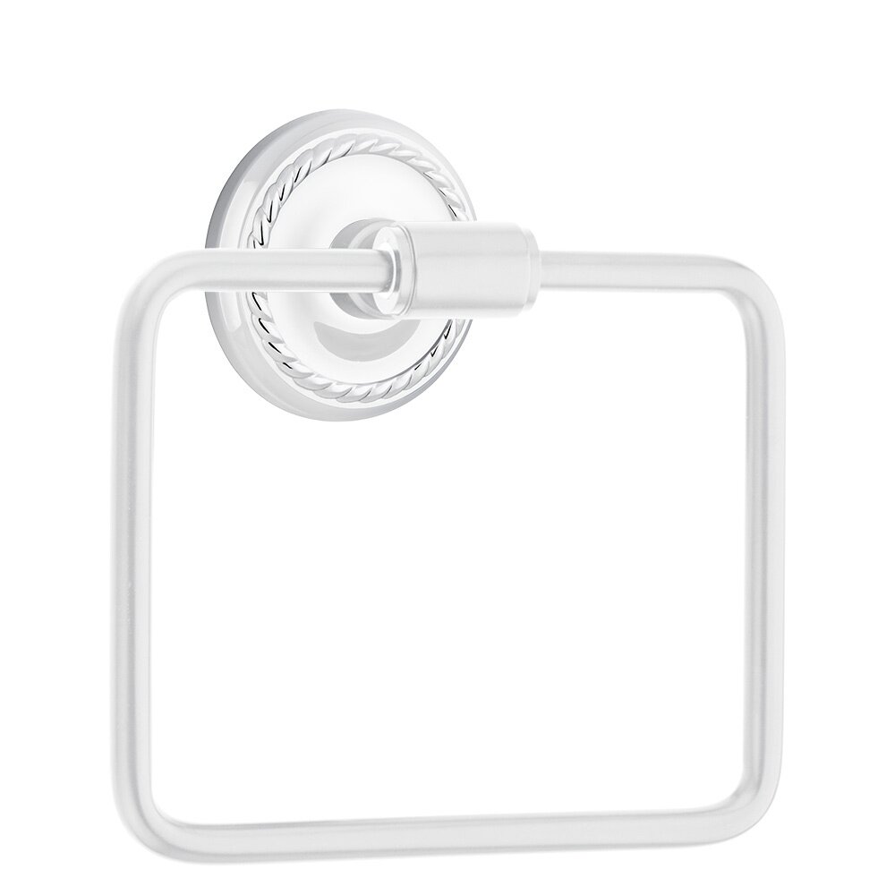 Transitional Brass Towel Ring with Rope Rosette in Polished Chrome