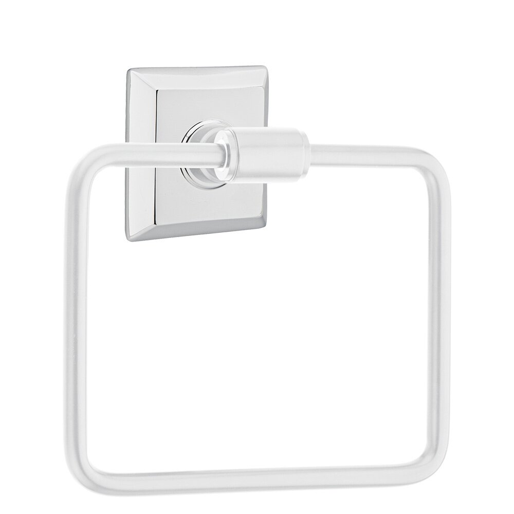 Transitional Brass Towel Ring with Quincy Rosette in Polished Chrome