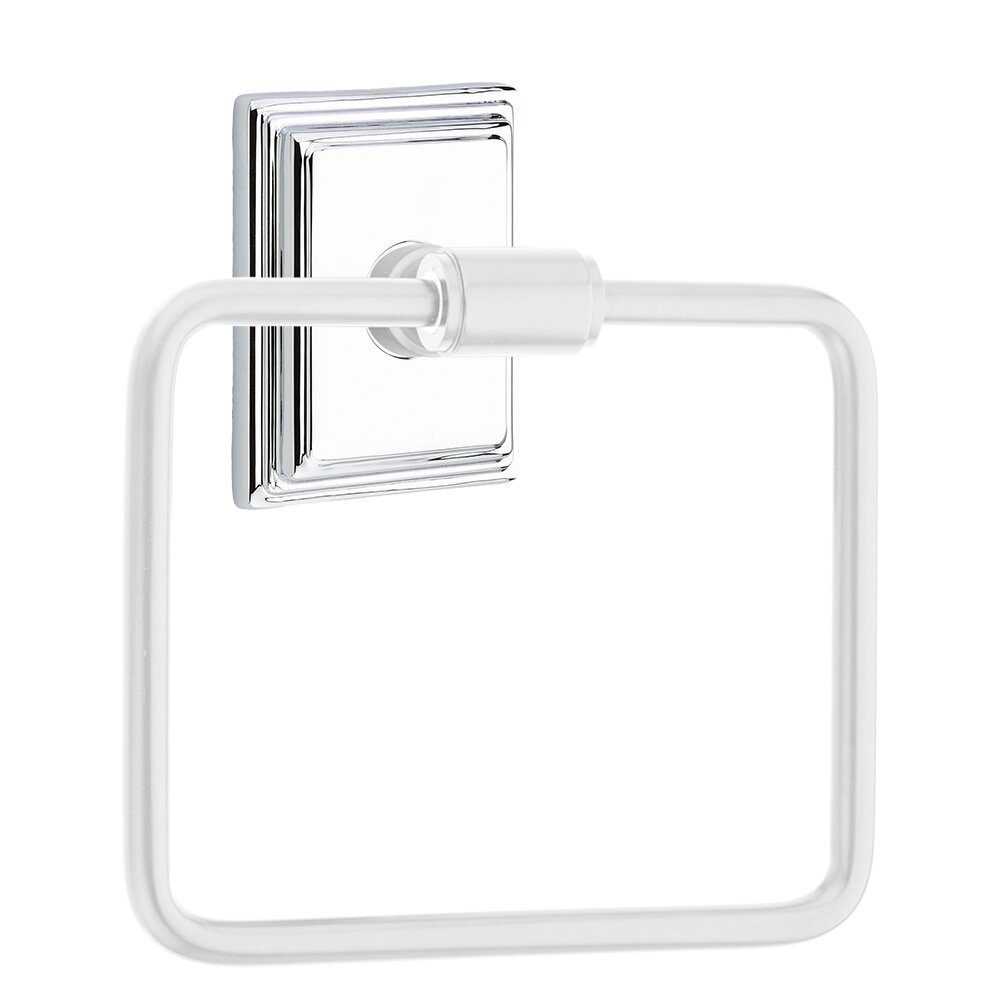 Transitional Brass Towel Ring with Wilshire Rosette in Polished Chrome