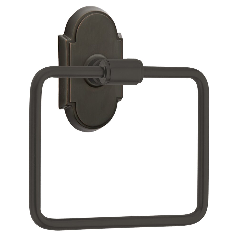 Transitional Brass Towel Ring with #8 Rosette in Oil Rubbed Bronze