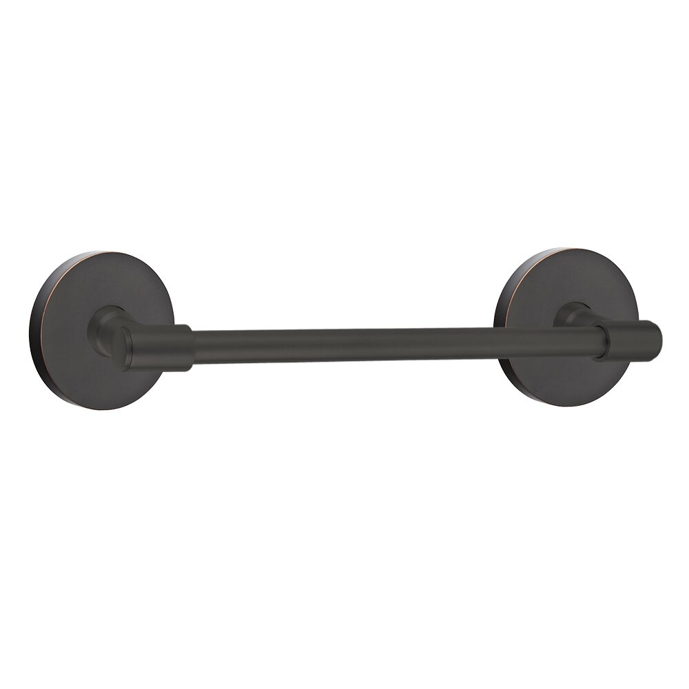 12" Towel Bar with Small Disc Rosette in Oil Rubbed Bronze