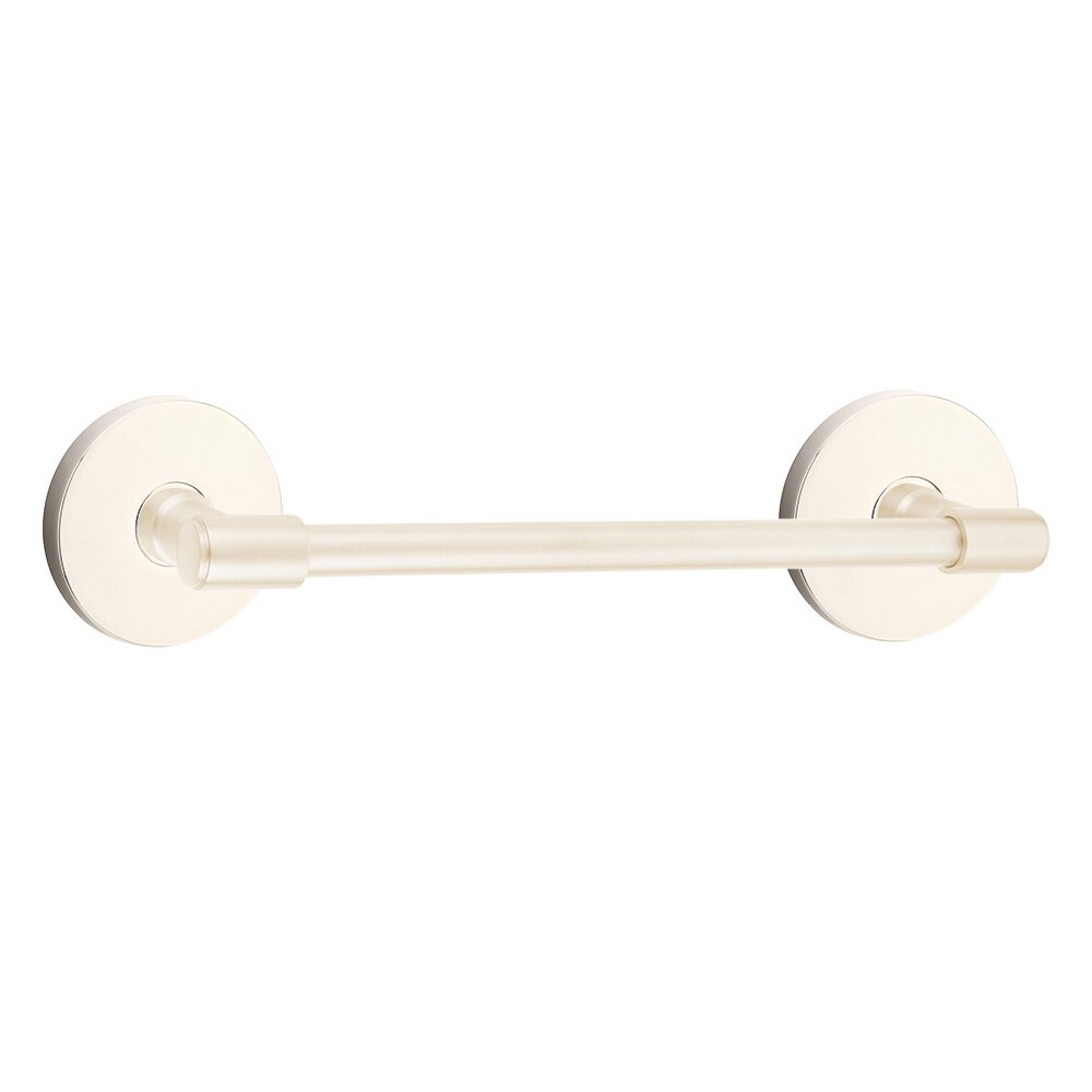 12" Towel Bar with Small Disc Rosette in Lifetime Polished Nickel