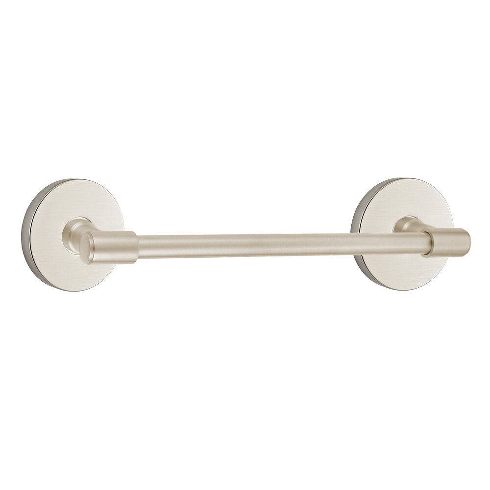 12" Towel Bar with Disk Rosette in Satin Nickel
