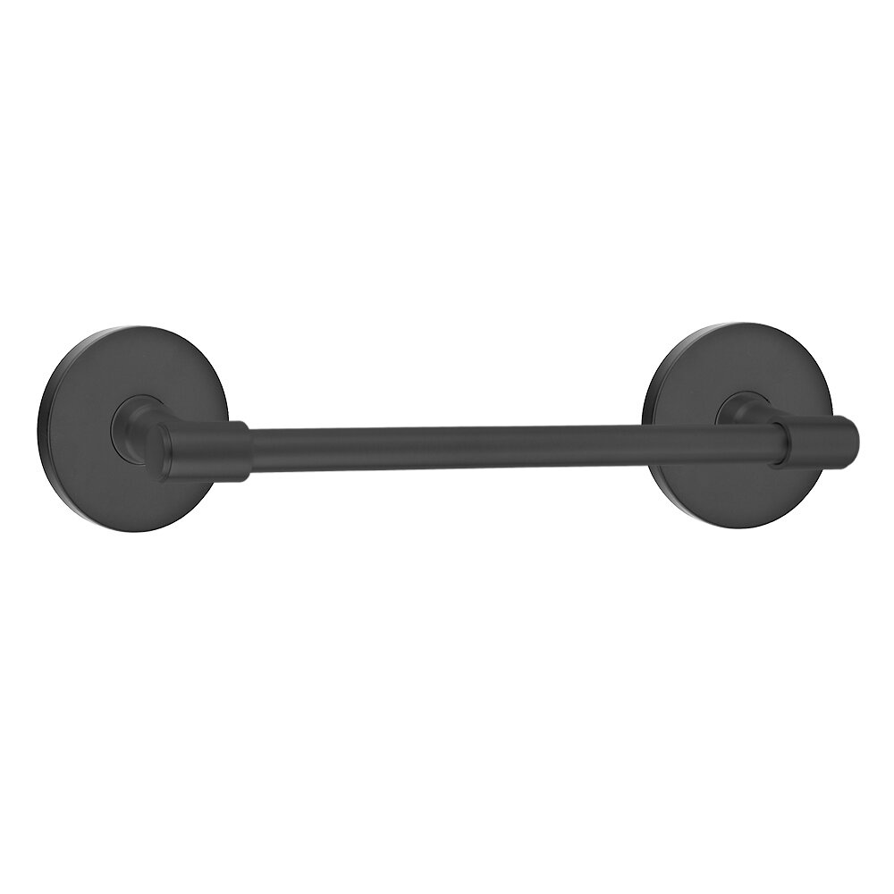 12" Towel Bar with Disk Rosette in Flat Black