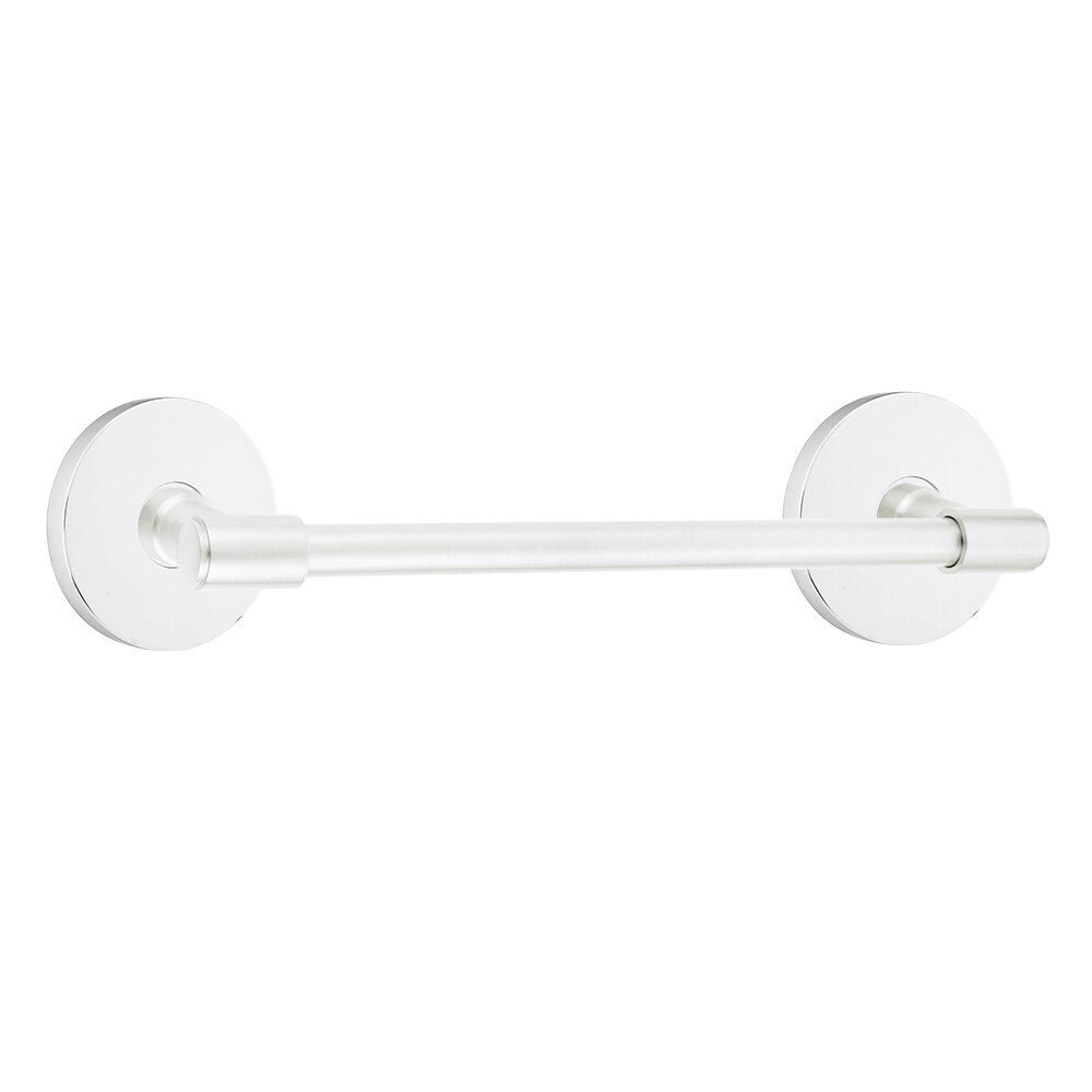 12" Centers Transitional Brass Towel Bar with Disk Rosette in Polished Chrome