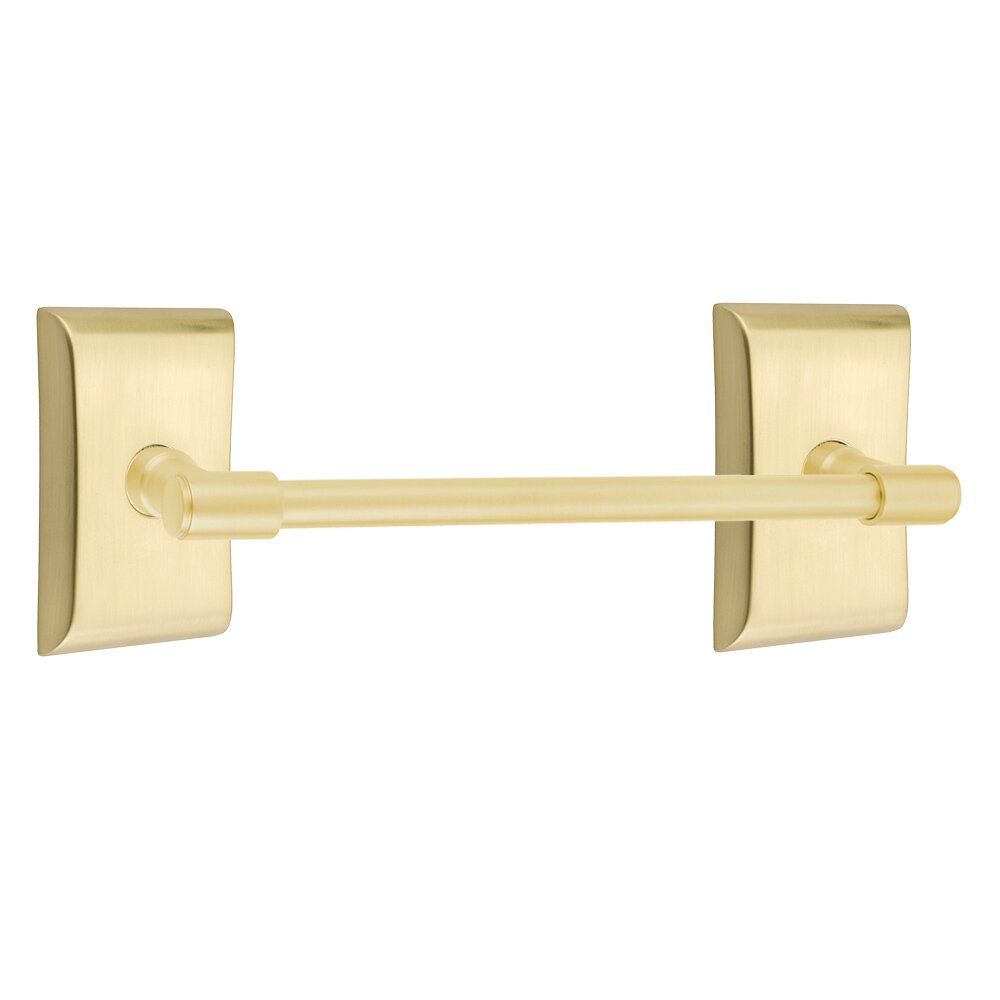 12" Towel Bar with Neos Rosette in Satin Brass