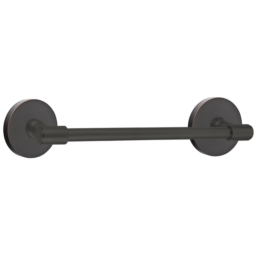 18" Transitional Brass Towel Bar with Disk Rosette in Oil Rubbed Bronze
