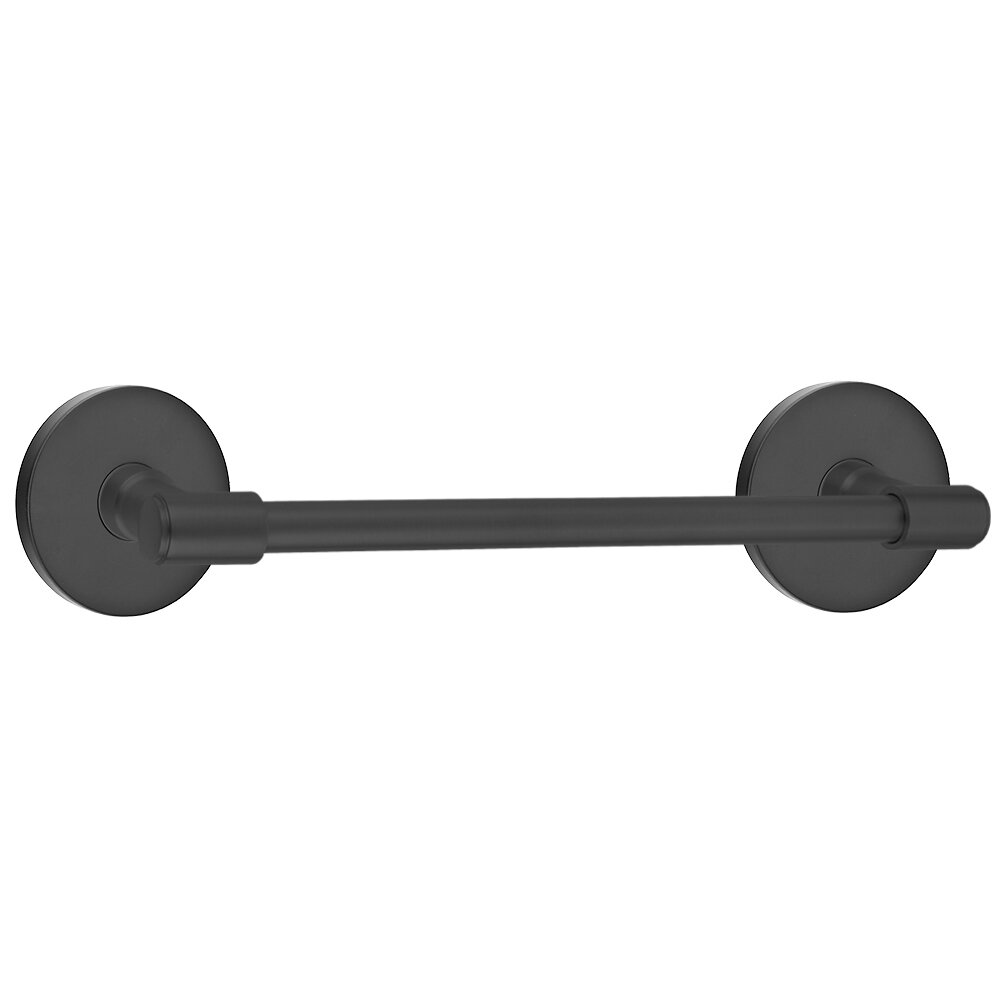18" Towel Bar with Disk Rosette in Flat Black
