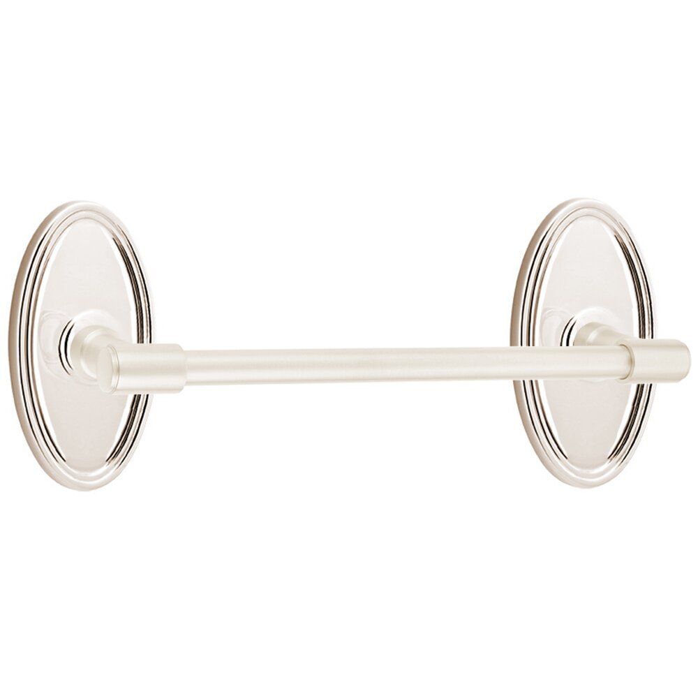 18" Centers Transitional Brass Towel Bar with Oval Rosette in Lifetime Polished Nickel