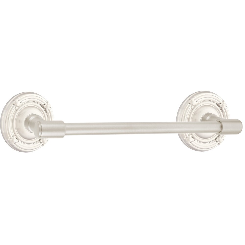 18" Transitional Brass Towel Bar with Ribbon & Reed Rosette in Satin Nickel