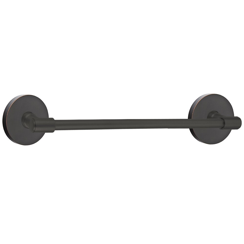 24" Centers Transitional Brass Towel Bar with Small Disc Rosette in Oil Rubbed Bronze