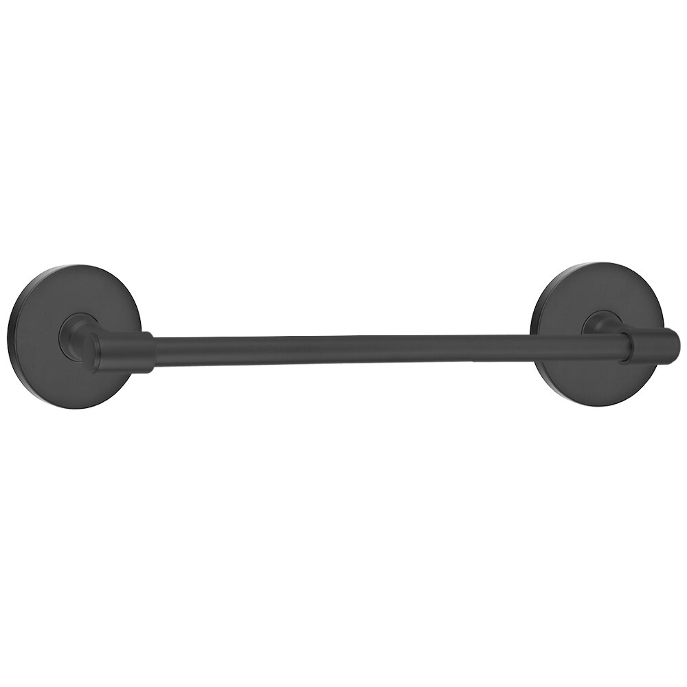 24" Centers Transitional Brass Towel Bar with Disk Rosette in Flat Black