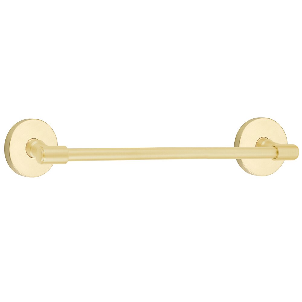 24" Towel Bar with Disk Rosette in Satin Brass