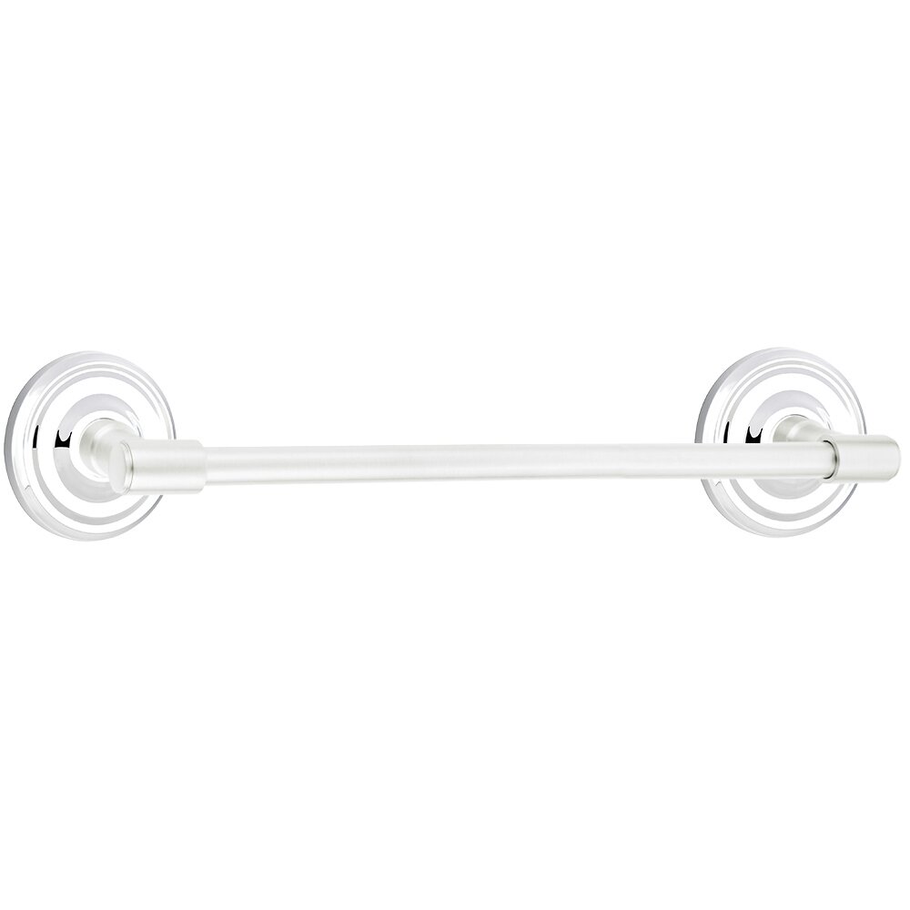 24" Centers Transitional Brass Towel Bar with Regular Rosette in Polished Chrome
