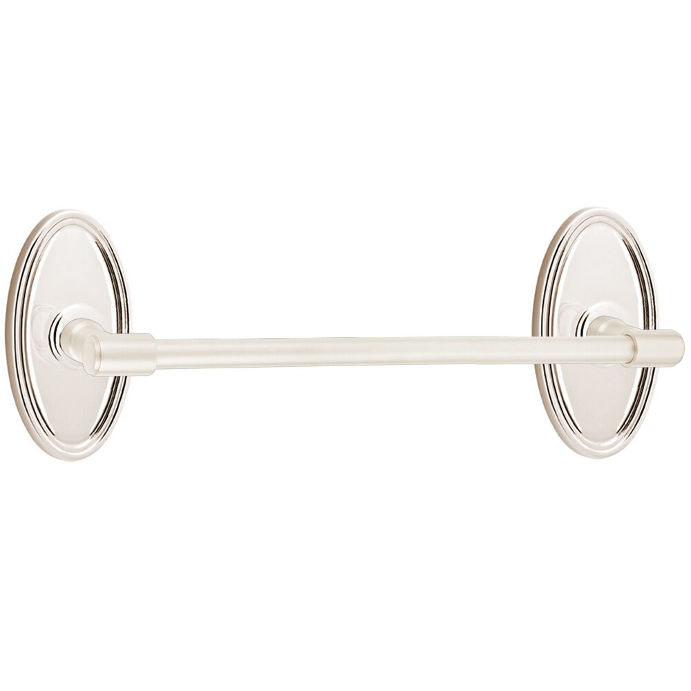 24" Centers Transitional Brass Towel Bar with Oval Rosette in Lifetime Polished Nickel