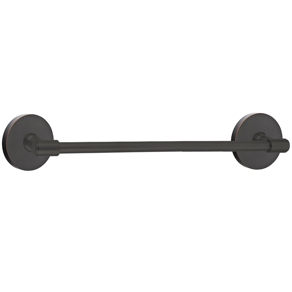 30" Transitional Brass Towel Bar with Disk Rosette in Oil Rubbed Bronze